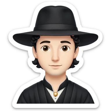 Man emoji with black hat and side curls, resembling a traditional Hasidic Jewish man. sticker