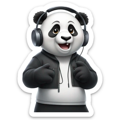 Panda rapping sticker