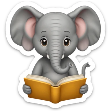 baby elephant with a book sticker