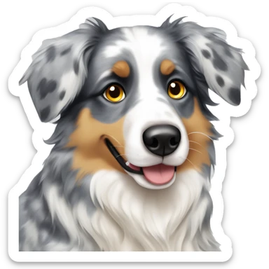 Blue Merle Mini Australian Shepherd with eye blue and other yellow  sticker