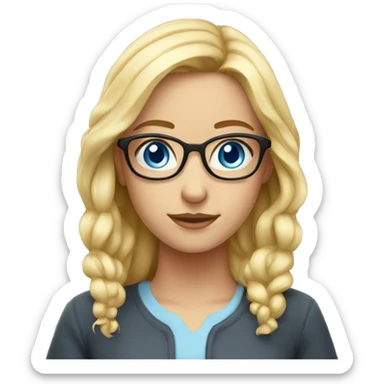 girl nerd blue eyes blond sticker