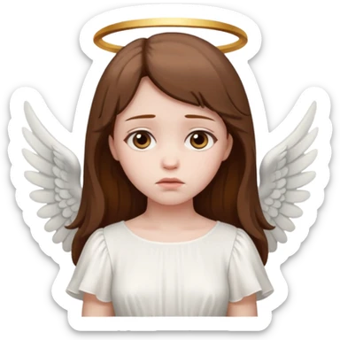 brown hair girl angel, sad sticker