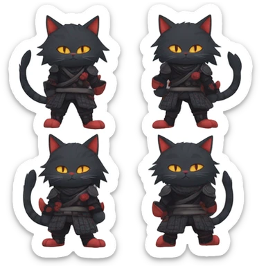 Edgy Cool Anthro Samurai cool pretty dark Litten-Pokémon-cat-fursona-animal techwear Bandages gloves socks sticker