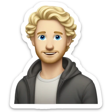 3/4 profile light curl blonde 30yo man blue eyed pale skin sticker