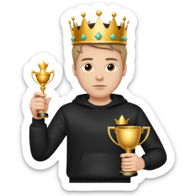 MVP + Gaming + Black sweatshirt + White guy with crown + Tournament Cup  + Gun  sticker
