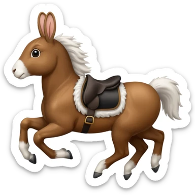 Exciting rabbit galloping on the back of horse sticker
