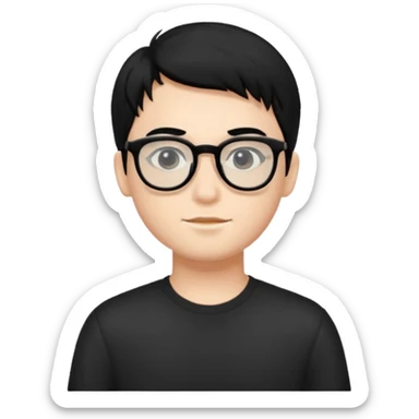 Black Glasses with boy singolita boy with glasses black eyes and black hair sticker