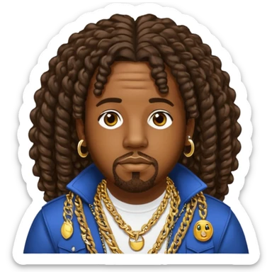 Big Boi with long dark brown curly hair sticker