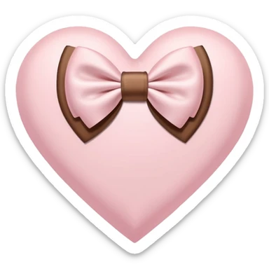 Pastel Pink Heart with two bows that are brown and cream/white sticker