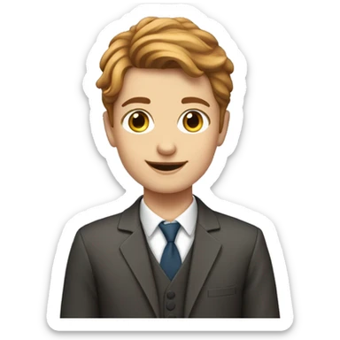 young white teacher with chestnuthair with pupils aroud sticker