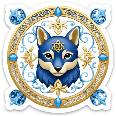 Blue Chi Roh with alpha and omega symbols sticker