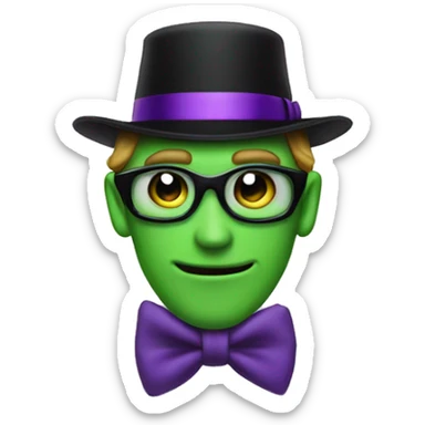 The riddler, purple mask and bowtie, black "?" on hat sticker