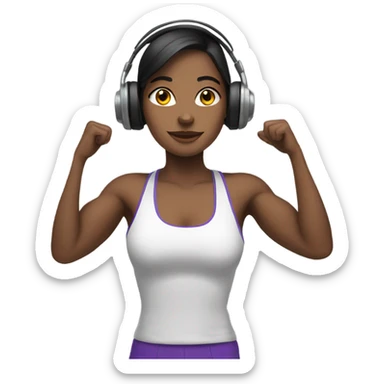 Brunette gym girl with headphones sticker