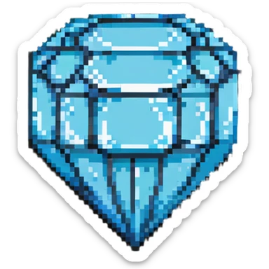 blocky pixelated Minecraft diamond emoji, less realistic sticker
