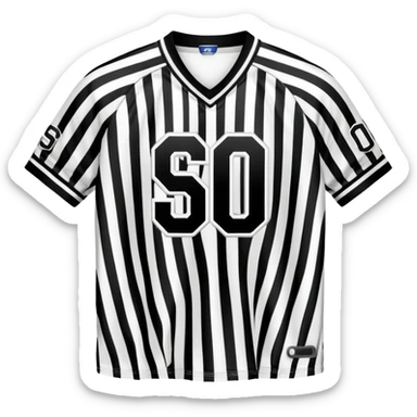 Black and white striped jersey with SCO letters sticker
