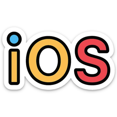 iOS lettering, color outline icon style, sleek and professional, modern tech look sticker