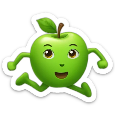 little green apple running  sticker