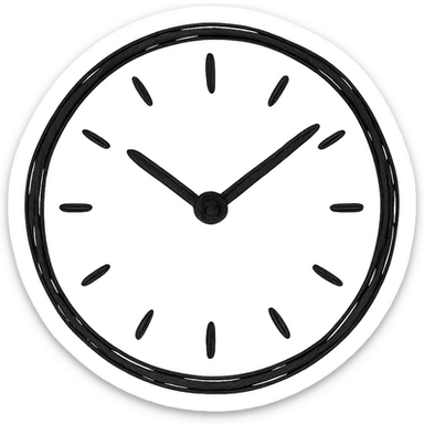 hand drawn outlined icon of a pink clock, no fill, thick lines sticker
