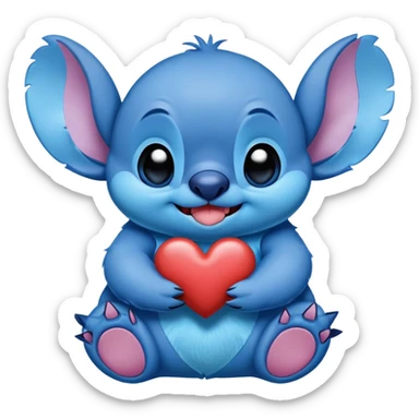 Stitch giving a heart and a kiss sticker