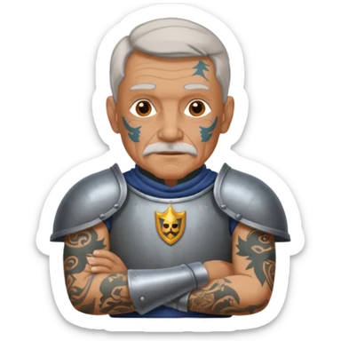 elderly tattooed knight, tattooed shoulder sticker