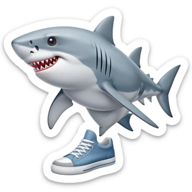 A shark with cool sneakers and three legs sticker