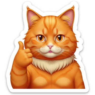 Orange cat giving middle finger to orange Donald Trump 💩 sticker