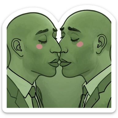Couple of dark-haired boyfriends kissing sticker