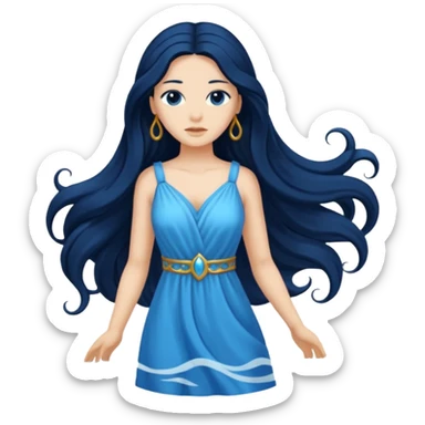 Salacia, Salt Water Goddess from Rome Mythology with long black hair, blue outfit sticker