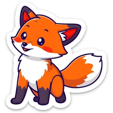 Red fox waving hi sticker