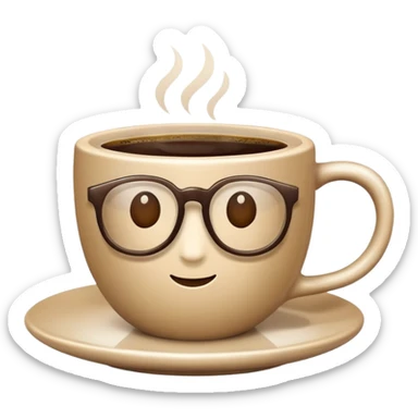 Coffee beige cup and glasses sticker