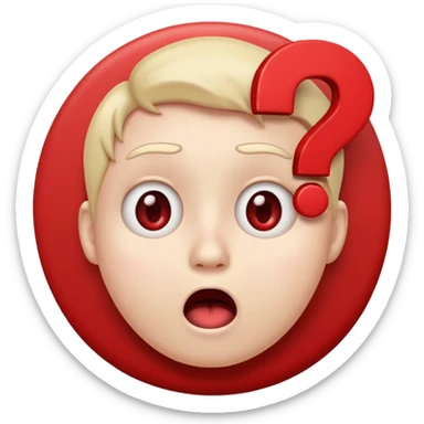 Classic emoji with a red ? and shocked face sticker