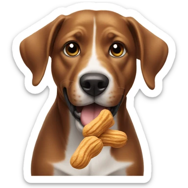 Dog eating peanuts sticker