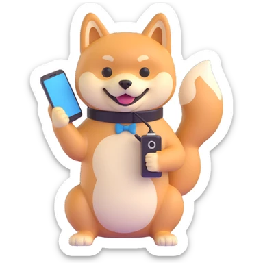 shiba inu holding a phone sticker