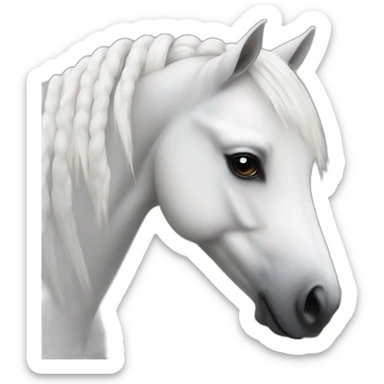 Realistic white pony with a braids sticker