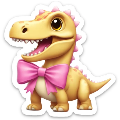 Dino with a pink bow sticker