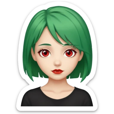 Pretty girl with green hair and red and siren eyes sticker