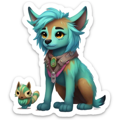Cool cute Kawaii edgy colorful anthro fantasy-animal-fursona griffsnuff & LiLaiRa & Falvie full body sticker