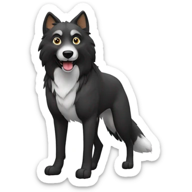 Lobo siberiano negro con blanco dando la pata sticker