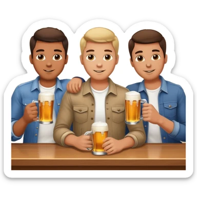 Man with two male friends drinking beer at the bar sticker