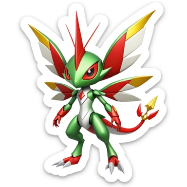Cute Cool Edgy Shiny Ethereal Legendary Kartana-Digimon-Scizor-hybrid full body sticker