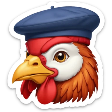 rooster wearing beret sticker