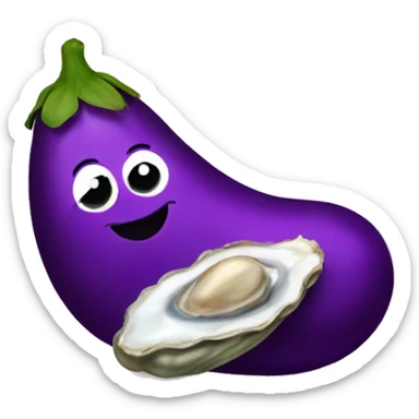 eggplant in love with an oyster sticker