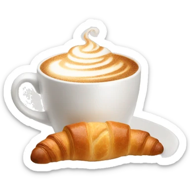 Cup of cappuccino with croissant sticker