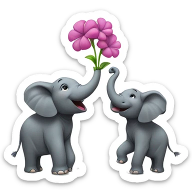 Two elephants rising up left and right separately with Surrogate flower in the center sticker
