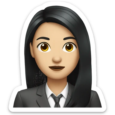 Female defense attorney with long black hair sticker