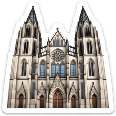 Cinematic Realistic Cologne Cathedral Landmark Emoji, showcasing Gothic architecture rendered with detailed stone textures and majestic, dynamic lighting. sticker