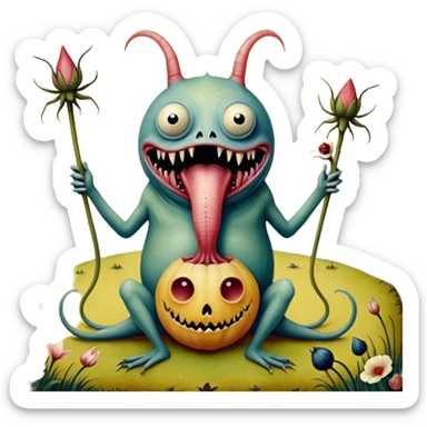 cinematic - hieronymus bosch phantasmagoric mutant creatures from the garden of earthly delights sticker