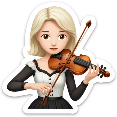 woman playing violin with white dress sticker