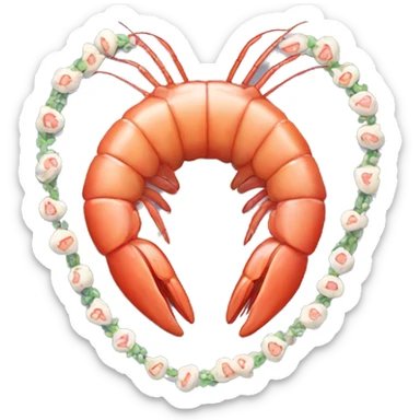 shrimp heart adorned with shrimp garland  sticker