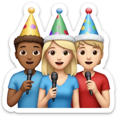 3 amigas en un karaoke cantando sticker